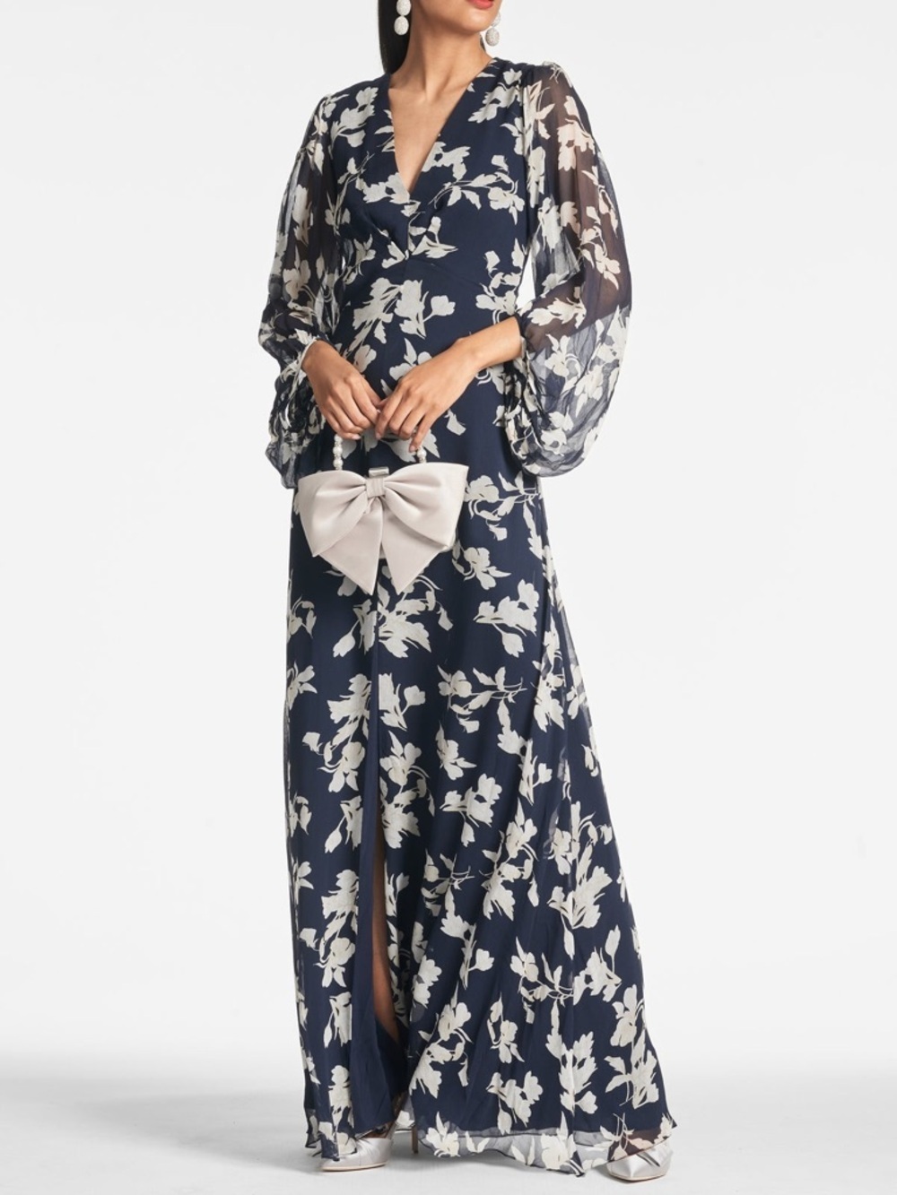 Sachin & Babi Jenny Floral Gown Navy Venetia Petal Size 6 NWT - Picture 2 of 14